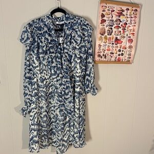 Eloquii Elements Blue and Cream Dress